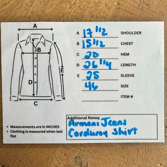 Vintage Armani Jeans Corduroy Long Sleeve Shirt Jacket Dark Navy Unisex - Picture 11 of 11